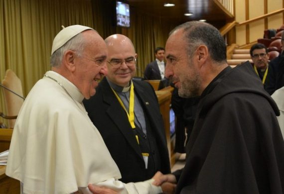 Carmelite Prior General, Fr. Fernando Millán Romeral, O.Carm. meets with His Holiness, Pope Francis, in December 2013.