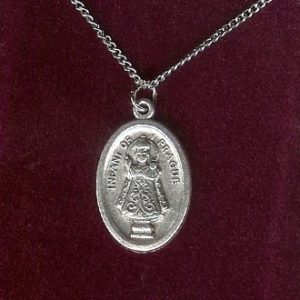 Silver colored Infant of Prague Medal on 18-inch chain