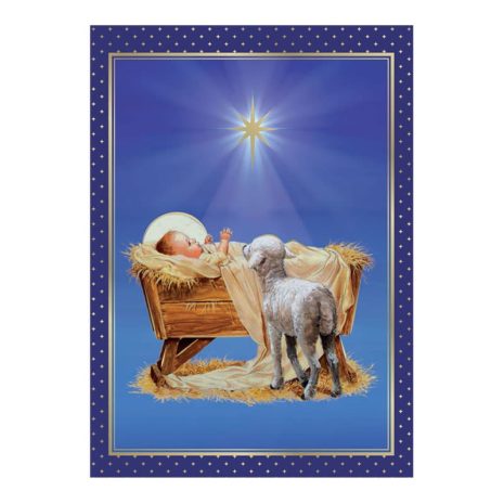 Baby Jesus in a manger with star above - Card #249