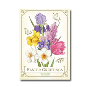 Easter Greetings Front Card Cover with Flowers