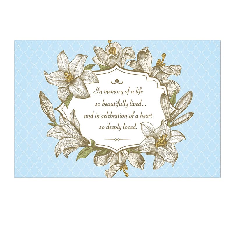 White Lilies on a blue background Front card